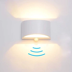 LED Hardwired Motion Sensor Wall Sconce  Modern Aluminum Indoor Light for Living Room, Hallway & Stair, 7W Warm White (Not Battery Operated)