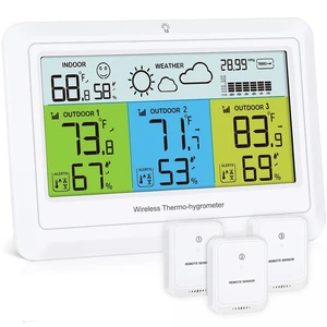 Wireless Indoor/Outdoor Weather Station 3 Sensors, Digital Thermometer & Humidity with Alert, Barometer, Backlight, Forecast for Home Office Wireless Indoor/Outdoor Weather Station 3 Sensors, Digital Thermometer & Humidity with Alert, Barometer, Backlight, Forecast for Home Office