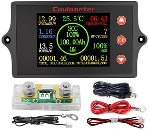 New 300A Battery Monitor with Shunt, 8-100V 2-Inch TFT Color Screen Coulometer for Car, RV, Golf Cart, Solar Panel, Multi-Functional & Easy to Read New 300A Battery Monitor with Shunt, 8-100V 2-Inch TFT Color Screen Coulometer for Car, RV, Golf Cart, Solar Panel, Multi-Functional & Easy to Read