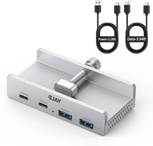10Gbps Desk Clamp USB C Hub Multiport Adapter Aluminum Desktop Mount USB Port Expander Splitter for iMac, Mac & PC Workstations, Under-Desk, Silver 10Gbps Desk Clamp USB C Hub Multiport Adapter Aluminum Desktop Mount USB Port Expander Splitter for iMac, Mac & PC Workstations, Under-Desk, Silver
