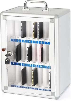 24 Slots Aluminum Alloy Cell Phone Locker for Classroom, Wall-Mounted Lockable Phone Storage Cabinet with Handle, Portable Cell Phone Lock Box 24 Slots Aluminum Alloy Cell Phone Locker for Classroom, Wall-Mounted Lockable Phone Storage Cabinet with Handle, Portable Cell Phone Lock Box