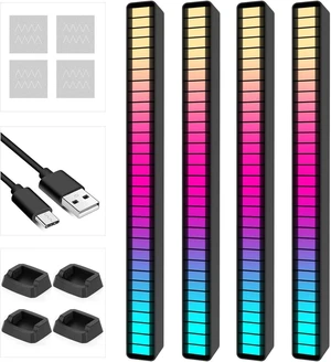 RGB Rechargeable Sound Control Light, Voice-Activated Music Rhythm Lights, Ambient Light for Car & Gaming Room Decorations, 4-Pack RGB Rechargeable Sound Control Light, Voice-Activated Music Rhythm Lights, Ambient Light for Car & Gaming Room Decorations, 4-Pack