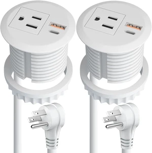 2-Pack 2-Inch Desktop Power Grommet with 20W USB-C Fast Charging & 2 USB Ports, Flush Mount, Flat Plug, 6.4 ft Cord, White 2-Pack 2-Inch Desktop Power Grommet with 20W USB-C Fast Charging & 2 USB Ports, Flush Mount, Flat Plug, 6.4 ft Cord, White