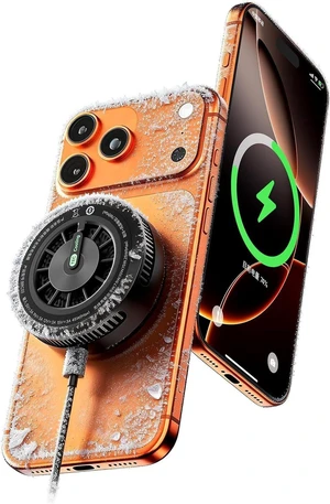 25W Wireless Charger with Cooling Fan, Dual-Sided Magnetic Pad for iPhone 17/16/15/14 MagSafe Charging, Phone Cooler for Gaming/Streaming