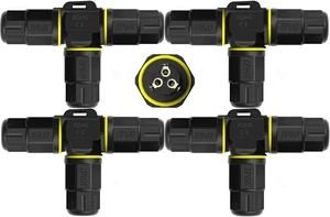 IP68 Waterproof 3 Way / 3 Pin Junction Box, Outdoor Cable Connector for Underground/Outdoor Ø0.18-0.4in, Shielded Field Installable 4Pack IP68 Waterproof 3 Way / 3 Pin Junction Box, Outdoor Cable Connector for Underground/Outdoor Ø0.18-0.4in, Shielded Field Installable 4Pack