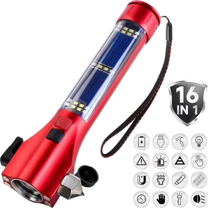 Multifunction Solar Car Emergency Flashlight Window Breaker, Seatbelt Cutter, Waterproof LED Rechargeable Solar Powered Flashlight for Outdoor Multifunction Solar Car Emergency Flashlight Window Breaker, Seatbelt Cutter, Waterproof LED Rechargeable Solar Powered Flashlight for Outdoor