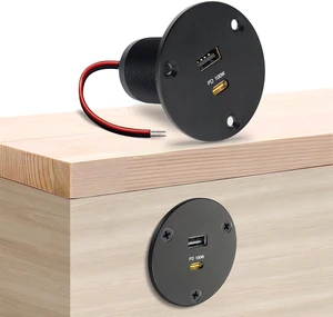 118W RV USB Outlet, 100W PD3.0 Type-C 12V USB-C Laptop Charger