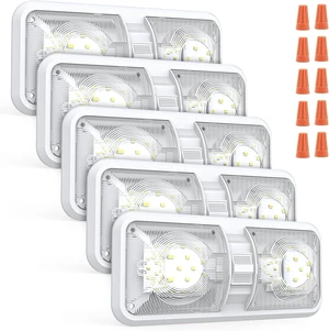 12V RV LED Interior Ceiling Dome Light Fixtures, 1000LM 8W Camper Light with Switch for RV/Camper/Trailer/Boat (Natural White, 4000K-4500K, 5pack) 12V RV LED Interior Ceiling Dome Light Fixtures, 1000LM 8W Camper Light with Switch for RV/Camper/Trailer/Boat (Natural White, 4000K-4500K, 5pack)