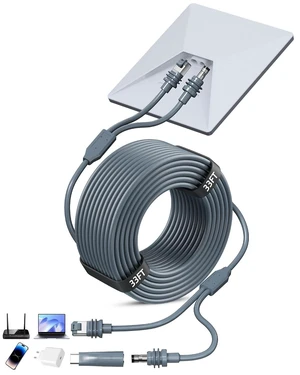2-in-1 Starlink Mini Cable  33FT Ethernet & Power Cord, Waterproof Replacement with DC to USB-C Adapter for Data Transfer & Power Supply