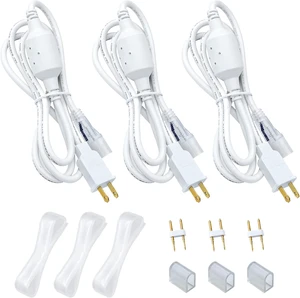 4.92FT Power Cord Connector Kit for 8*16mm LED Neon Rope Light Set of 3 with Pins, End Cap & Heat Shrink Tube 4.92FT Power Cord Connector Kit for 8*16mm LED Neon Rope Light Set of 3 with Pins, End Cap & Heat Shrink Tube