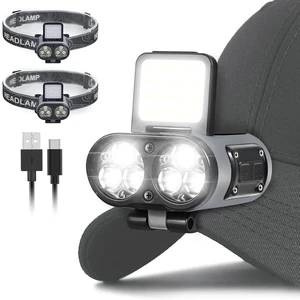 2-Pack LED Hard Hat Light 900LM Rechargeable Dimmable Clip-On, 2-in-1 Hat Light & Headlamp, 6 Modes, 180° Adjustable, 80H Runtime, IPX4 2-Pack LED Hard Hat Light 900LM Rechargeable Dimmable Clip-On, 2-in-1 Hat Light & Headlamp, 6 Modes, 180° Adjustable, 80H Runtime, IPX4