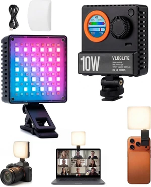 10W Ultra Bright Portable Selfie LED Light - Pocket RGB Camera Light with Phone Clip, Cold Shoe & Magnetic Diffuser for Selfie, Vlogging, Photography 10W Ultra Bright Portable Selfie LED Light - Pocket RGB Camera Light with Phone Clip, Cold Shoe & Magnetic Diffuser for Selfie, Vlogging, Photography