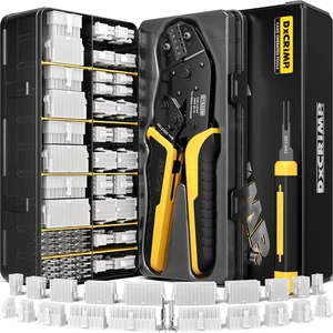 Crimp Tool Mini-Fit Jr Kit  22 Types of 2-20 Pin Molex 4.2mm Connectors, 18-26 AWG Wire Gauge w/ Remove Tool, Crimping Tool (30-16 AWG) Compatible with JST, KF2510, AMP, Dupont, RC Servos & Futaba