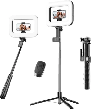 Tripod for iPhone with Rechargeable Light Portable Phone Tripod for Camera & Phone, Selfie Stick with Light for Content Creators, Vlogging & TikTok Tripod for iPhone with Rechargeable Light Portable Phone Tripod for Camera & Phone, Selfie Stick with Light for Content Creators, Vlogging & TikTok