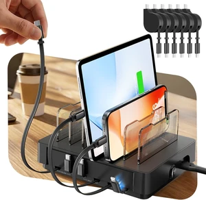 HomeHub H1 Charging Station for Multiple Devices Upgraded 6-Port Desktop Fast Charger, 6 Retractable Cables 4*C+2*iP, 60W PD for iPhone/Tablet, Tangle-Free HomeHub H1 Charging Station for Multiple Devices Upgraded 6-Port Desktop Fast Charger, 6 Retractable Cables 4*C+2*iP, 60W PD for iPhone/Tablet, Tangle-Free