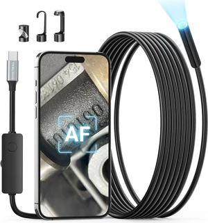 2.0MP HD Auto Focus Borescope 16.5ft Flexible Endoscope with Adjustable Lights, USB-C Inspection Camera for Plumbing, Automotive & Wall, for iPhone 15/16 & Android, Long Focus & Autofocus 2.0MP HD Auto Focus Borescope 16.5ft Flexible Endoscope with Adjustable Lights, USB-C Inspection Camera for Plumbing, Automotive & Wall, for iPhone 15/16 & Android, Long Focus & Autofocus