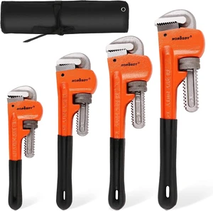 4 Pack Heavy Duty Pipe Wrench Set, Adjustable 8" 10" 12" 14" Soft Grip Plumbing Wrenches with Storage Bag 4 Pack Heavy Duty Pipe Wrench Set, Adjustable 8" 10" 12" 14" Soft Grip Plumbing Wrenches with Storage Bag