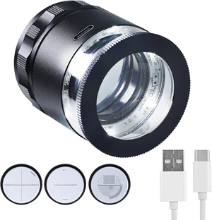10X Rechargeable Jewelers Loupe Magnifier LED Lights & 3 Reticle Scales, 25mm Field of View, Adjustable Focus for Gems, Coins, Watch, Stamps & Plants 10X Rechargeable Jewelers Loupe Magnifier LED Lights & 3 Reticle Scales, 25mm Field of View, Adjustable Focus for Gems, Coins, Watch, Stamps & Plants