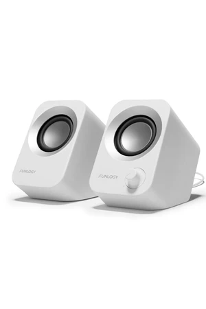 Speaker - 14W Stereo PC Speakers, USB Powered, Compact Size with 30° Tilt Design, Volume Dial Control, for Desktop, Laptop, Monitor, Gaming Consoles, White Speaker - 14W Stereo PC Speakers, USB Powered, Compact Size with 30° Tilt Design, Volume Dial Control, for Desktop, Laptop, Monitor, Gaming Consoles, White