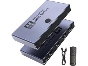 HDMI 2.1 Switch 3 in 1 Out, 8K@60Hz 4K@240Hz/120Hz 48Gbps, HDMI Switcher with Remote & Detection-Switching, VRR HDR10+ Do-lb-y Vision/At-mos CEC HDCP2.3, Aluminum Alloy HDMI Selector HDMI 2.1 Switch 3 in 1 Out, 8K@60Hz 4K@240Hz/120Hz 48Gbps, HDMI Switcher with Remote & Detection-Switching, VRR HDR10+ Do-lb-y Vision/At-mos CEC HDCP2.3, Aluminum Alloy HDMI Selector