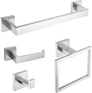 4-Piece Bathroom Hardware Set, Towel Rack Towel Holder Toilet Paper Holder Towel Hooks Towel Bar Set Stainless Steel Towel Rack Accessories Set Wall Mounted, Brushed Nickel 16 Inch 4-Piece Bathroom Hardware Set, Towel Rack Towel Holder Toilet Paper Holder Towel Hooks Towel Bar Set Stainless Steel Towel Rack Accessories Set Wall Mounted, Brushed Nickel 16 Inch