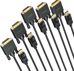 DisplayPort DP to DVI Cable 6.6 Feet 5-Pack, Display Port to DVI-D Cable Adapter Male to Male Compatible with PC, Laptop, HDTV, Projector, Monitor DisplayPort DP to DVI Cable 6.6 Feet 5-Pack, Display Port to DVI-D Cable Adapter Male to Male Compatible with PC, Laptop, HDTV, Projector, Monitor