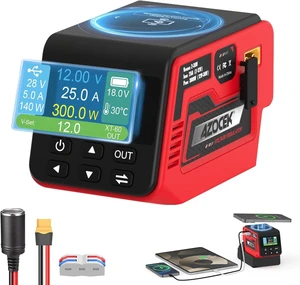 300W Adjustable Voltage Regulator Compatible with Milwaukee 18V Battery (Battery Not Included), 230V DC Output, Up to 25A, 140W Type-C PD Fast Charging, 15W Wireless Charger, 1.9" LCD Display 300W Adjustable Voltage Regulator Compatible with Milwaukee 18V Battery (Battery Not Included), 230V DC Output, Up to 25A, 140W Type-C PD Fast Charging, 15W Wireless Charger, 1.9" LCD Display