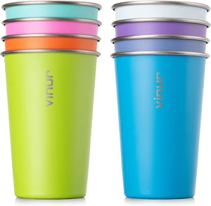 Stainless Steel Cups-16 oz Colorful Stackable Metal Drinking Glasses 8 Pcs Stainless Steel Cups-16 oz Colorful Stackable Metal Drinking Glasses 8 Pcs