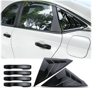 for 11th Gen Honda Civic Accessories 2022-2026, 6pcs Exterior Trim Set - Door Handle Covers&Triangle Window Covers (Glossy Black)