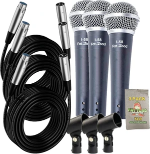 Vocal Microphones (Live ResponsePRO Edition) 3-Pack Cardioid Dynamic Handheld Mics with Clips & 20ft XLR Cables for Studio, DJ & Karaoke Use Vocal Microphones (Live ResponsePRO Edition) 3-Pack Cardioid Dynamic Handheld Mics with Clips & 20ft XLR Cables for Studio, DJ & Karaoke Use