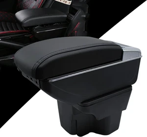 Armrest Box for Kia Rio 2012-2016 Double Layer Front Center Console Black Leather with Charging 7 USB Ports Armrest Box for Kia Rio 2012-2016 Double Layer Front Center Console Black Leather with Charging 7 USB Ports