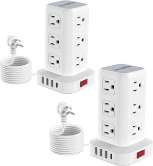 Power Strip with 12 Outlets 4 USB (1 USB C), 6.5Feet Extension Cord with Multiple Outlets, Charging Station, Power Strip Tower, Home Office Desk Supplies Power Strip with 12 Outlets 4 USB (1 USB C), 6.5Feet Extension Cord with Multiple Outlets, Charging Station, Power Strip Tower, Home Office Desk Supplies