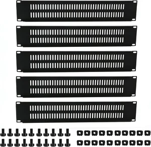 2U Blank Panel with Venting-5 Pack Steel Blank Rack Mount Panel Spacer for 19in Server Rack Enclosure or Network Cabinet (2U Venting Panel) 2U Blank Panel with Venting-5 Pack Steel Blank Rack Mount Panel Spacer for 19in Server Rack Enclosure or Network Cabinet (2U Venting Panel)