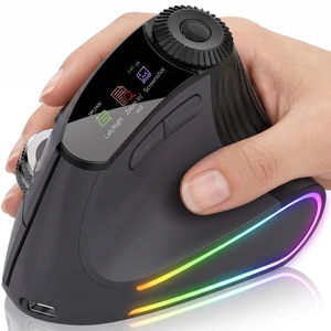 Wireless Vertical Mouse, Ergonomic Shortcut Dial, 4800 DPI | Bluetooth 5.0 + 2.4G for 3-device switching; quiet clicks, metal fast-scroll wheel, rechargeable design, 5 DPI levels Wireless Vertical Mouse, Ergonomic Shortcut Dial, 4800 DPI | Bluetooth 5.0 + 2.4G for 3-device switching; quiet clicks, metal fast-scroll wheel, rechargeable design, 5 DPI levels