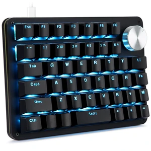 One Handed Mechanical Gaming Keyboard with 24 Macro Keys | 45-Key Fully Programmable Mini Keypad, Blue Backlit/blue switches for Windows PC Gamers One Handed Mechanical Gaming Keyboard with 24 Macro Keys | 45-Key Fully Programmable Mini Keypad, Blue Backlit/blue switches for Windows PC Gamers