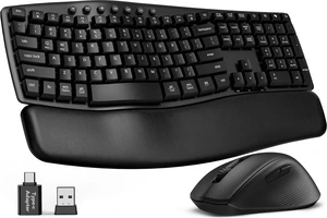 Wireless Keyboard and Mouse Combo, Ergonomic Wave, 30dB Quiet, MA41 | Soft Leather Memory Foam Wrist Rest, 2.4GHz Wireless, USB-A & USB-C Adapter, Compatible with Windows & Mac Computers Laptops Wireless Keyboard and Mouse Combo, Ergonomic Wave, 30dB Quiet, MA41 | Soft Leather Memory Foam Wrist Rest, 2.4GHz Wireless, USB-A & USB-C Adapter, Compatible with Windows & Mac Computers Laptops