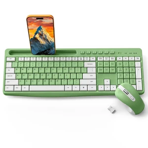 Green Wireless Keyboard and Mouse Combo with Phone Holder, 2.4G Quiet Keys | Silent Keyboard, 3-Level DPI Quiet Mouse, 12 Hotkeys, Full Size, Ergonomic for Office/Home/Work, For Windows PC Laptop, Green Wireless Keyboard and Mouse Combo with Phone Holder, 2.4G Quiet Keys | Silent Keyboard, 3-Level DPI Quiet Mouse, 12 Hotkeys, Full Size, Ergonomic for Office/Home/Work, For Windows PC Laptop,