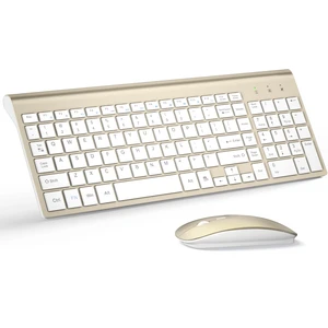Wireless Keyboard and Mouse Ultra Slim Combo, Gold White | 2.4G Silent Compact 2400DPI Mouse and Scissor Switch Keyboard Set with Cover, Batteries Included, for PC/Laptop/Windows/Mac Wireless Keyboard and Mouse Ultra Slim Combo, Gold White | 2.4G Silent Compact 2400DPI Mouse and Scissor Switch Keyboard Set with Cover, Batteries Included, for PC/Laptop/Windows/Mac