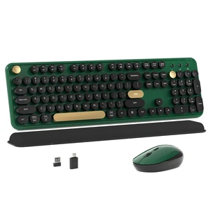 Colorful Wireless Computer Keyboard and Mouse Combo (Dark Green) | Retro Round Typewriter Keycaps, Power Switch, Ergonomic Design, 2.4GHz Wireless for Windows, Mac, PC Colorful Wireless Computer Keyboard and Mouse Combo (Dark Green) | Retro Round Typewriter Keycaps, Power Switch, Ergonomic Design, 2.4GHz Wireless for Windows, Mac, PC