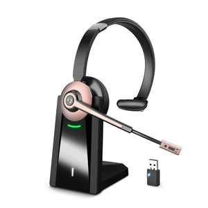 Wireless Headset with Mic for Work, Single Ear Bluetooth Headset for PC | Headset with ENC Noise Cancelling Microphone & Mute, USB Dongle, Charging Base for Work from Home Computer Office Call Center Wireless Headset with Mic for Work, Single Ear Bluetooth Headset for PC | Headset with ENC Noise Cancelling Microphone & Mute, USB Dongle, Charging Base for Work from Home Computer Office Call Center