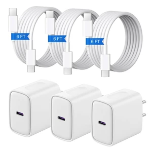 iPhone 18 17 16 15 Charger Fast Charging 3+3Pack USB C Charger & 6FT Cable | 20W USB C Charger Block with 6FT Fast Charging Cable for iPhone Duo, iPhone 18 Pro/18 Pro Max,iPhone 17/16/15 Series iPhone 18 17 16 15 Charger Fast Charging 3+3Pack USB C Charger & 6FT Cable | 20W USB C Charger Block with 6FT Fast Charging Cable for iPhone Duo, iPhone 18 Pro/18 Pro Max,iPhone 17/16/15 Series