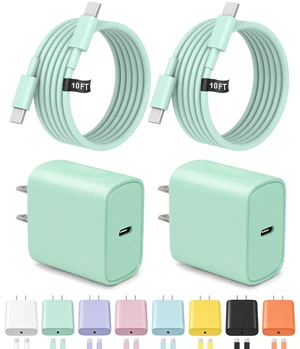 10FT iPhone 18 17 16 15 Charger Fast Charging USB C Charger Block | for iPhones,iPads,Tablets,Android,2-Pack 20W iPhone Charger Type C Chagrer Fast Charging with Extra Long USB-C Cables(Green) 10FT iPhone 18 17 16 15 Charger Fast Charging USB C Charger Block | for iPhones,iPads,Tablets,Android,2-Pack 20W iPhone Charger Type C Chagrer Fast Charging with Extra Long USB-C Cables(Green)