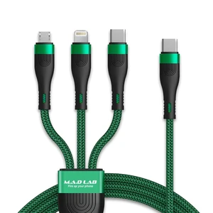 100W USB-C Multi Charging Cable, 3-in-1 Nylon Braided, 4.3 ft | Multi charger cable: USB-C, Lightning and Micro-USB tips; up to 100W fast charge and 480Mbps data via USB-C connector only 100W USB-C Multi Charging Cable, 3-in-1 Nylon Braided, 4.3 ft | Multi charger cable: USB-C, Lightning and Micro-USB tips; up to 100W fast charge and 480Mbps data via USB-C connector only