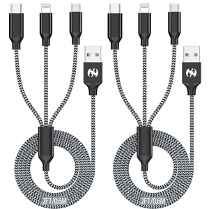 Multi Charging Cable 2ft 2Pack 3 in 1 Charger Cord, Short Multiple Cable | Nylon Braided USB Charging Multi Phone Charger Cord with Type C Micro Lightning for Apple iPhone17-5,Android Phones Multi Charging Cable 2ft 2Pack 3 in 1 Charger Cord, Short Multiple Cable | Nylon Braided USB Charging Multi Phone Charger Cord with Type C Micro Lightning for Apple iPhone17-5,Android Phones