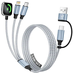 Travel Essentials 3 in 2 Multi Charging Cable for iWatch Charger/iPhone17-8 | USB A/C Charging Cords for Multiple Devices, Nylon Braided Universal Charger for Home/Travel/Cruise, Car Accessories-5FT Travel Essentials 3 in 2 Multi Charging Cable for iWatch Charger/iPhone17-8 | USB A/C Charging Cords for Multiple Devices, Nylon Braided Universal Charger for Home/Travel/Cruise, Car Accessories-5FT