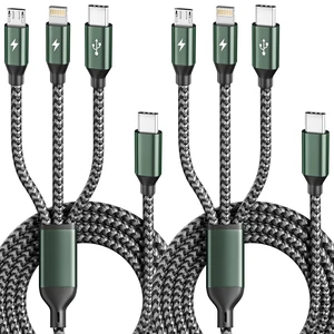 3 in 1 USB C to Multi Charging Cable, 4FT Travel Charger Cables | Universal Multiple Charger Cord for Multiple Device, with Type-C/IP/Micro Port 3 in 1 USB C to Multi Charging Cable, 4FT Travel Charger Cables | Universal Multiple Charger Cord for Multiple Device, with Type-C/IP/Micro Port