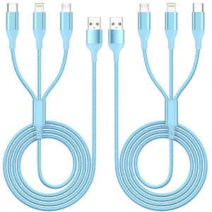 3 in 1 Charging Cable,Multi Charger Cable USB Phone Multiple Charger Cord | Universal Charging Cords with Multiple Connectors (2Pack 4FT) Type C,IP,Micro USB Cable for iPhone17-5,Galaxy,Blue 3 in 1 Charging Cable,Multi Charger Cable USB Phone Multiple Charger Cord | Universal Charging Cords with Multiple Connectors (2Pack 4FT) Type C,IP,Micro USB Cable for iPhone17-5,Galaxy,Blue