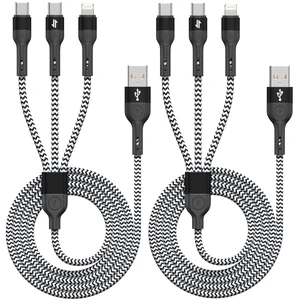 3 in 1 Multiple Charging Cable, 2Pack 4Ft Multi Chargers Cord for All Devices Braided USB A to C,A to Lightning/Type C Ports Universal Charger Cable for iPhone Series/Samsung/Tablets/PS and More 3 in 1 Multiple Charging Cable, 2Pack 4Ft Multi Chargers Cord for All Devices Braided USB A to C,A to Lightning/Type C Ports Universal Charger Cable for iPhone Series/Samsung/Tablets/PS and More