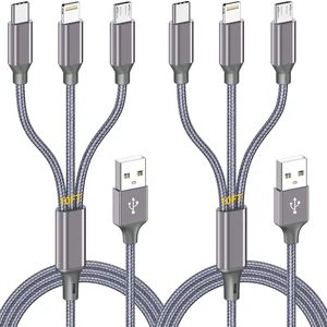 Long Multi Charging Cable 10ft 2Pack,3 in 1 USB Multiple MFi Charger cord | Braided Charging Universal Phone Charger Cord with Usb C,Micro USB,IP Port Lightning for iPhone17-5/Android Phones Long Multi Charging Cable 10ft 2Pack,3 in 1 USB Multiple MFi Charger cord | Braided Charging Universal Phone Charger Cord with Usb C,Micro USB,IP Port Lightning for iPhone17-5/Android Phones