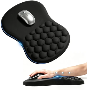 Ergonomic Mouse Pad with Wrist Rest, Slope Massage Design for Pain Relief | Memory Foam with Smooth Lycra Surface, Non-Slip PU Base, Gaming Mouse Mat for Office, Home, Computer Desk, 12x8 Inches Ergonomic Mouse Pad with Wrist Rest, Slope Massage Design for Pain Relief | Memory Foam with Smooth Lycra Surface, Non-Slip PU Base, Gaming Mouse Mat for Office, Home, Computer Desk, 12x8 Inches